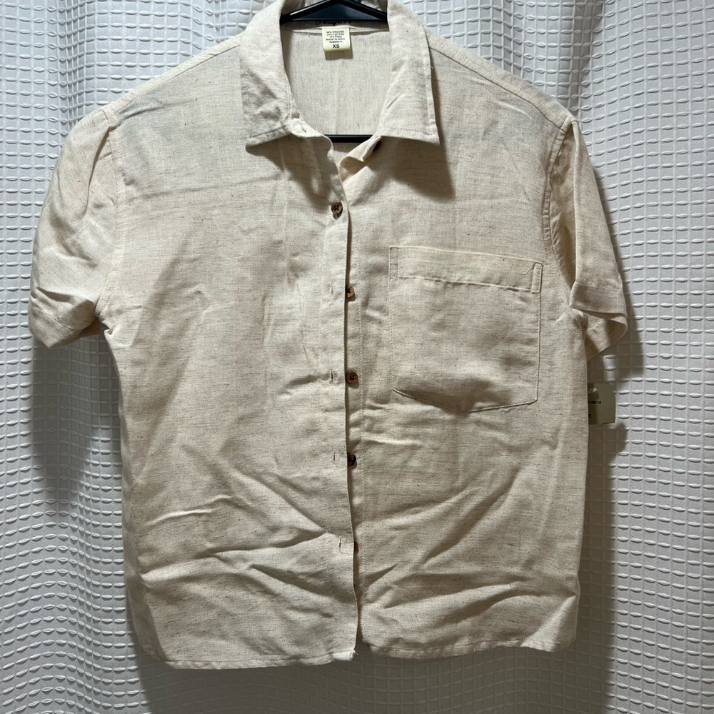 Passport Light Beige Button Down Shirt